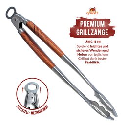 Set di posate grill premium grillart®, 3 pezzi in acciaio inossidabile di alta qualità ed eleganti manici in legno