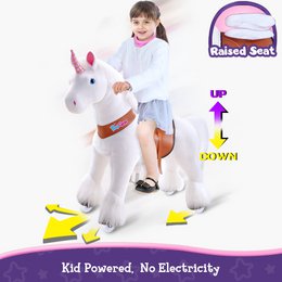 PonyCycle Classico giro ufficiale sui giocattoli Modello U Unicorno bianco, rosa e viola, con freno e suono