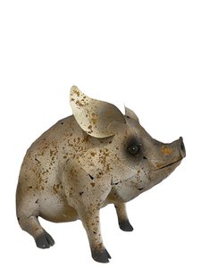 IJzeren zittend varken, 65x35x51cm, 3,2kg