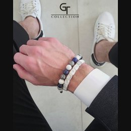 Men's Sodalite, Howlite, Jasper Beaded Bracelet