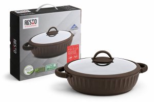 Resto Ascella 94006 Hapjespan Ø28 cm – 4.2L – Met Deksel – PFAS-vrije Antiaanbaklaag – Geschikt voor Inductie & Alle Warmtebronnen – Gerecycled Aluminium – Lage Braadpan 