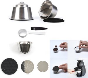 Reusable coffee cup for Dolce Gusto - refillable stainless steel capsule as a sustainable alternative to disposable cups - environmentally friendly coffee capsule - silver