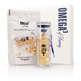 Omega-3 supplement with 300 capsules, containing fish oil for heart and brain health.