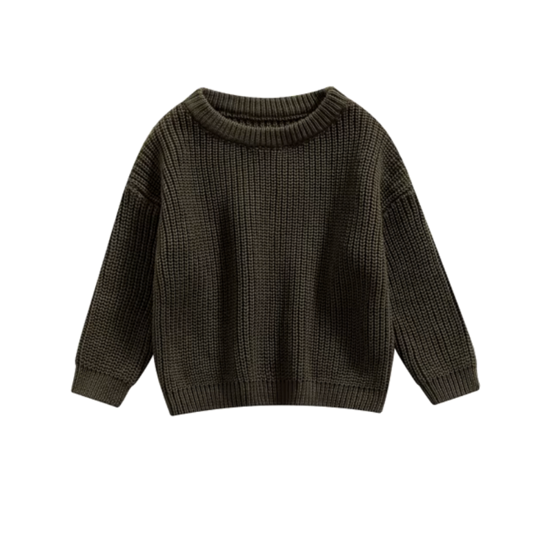 Gestrickter Babypullover – Taupe-Kopie