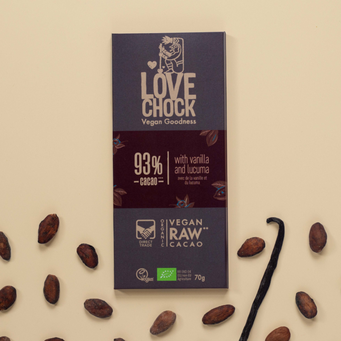 93% chocolate with vanilla - Organic, raw, plant-based and