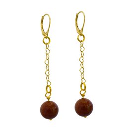 Jaspe de Amapola, Dálmata y Sésamo Pendientes de oro amarillo vermeil o de oro de 9k o 18k, Colección Bloom | por nlanlaVictory
