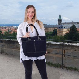 Domelo shopper i voksbehandlet lærred til kvinder. Vandafvisende håndtaske. Vegansk skuldertaske. Monokrom dametaske, der passer til A4