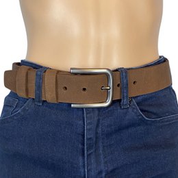 Herrengürtel - Damengürtel - Braunes italienisches Leder - 4 cm breiter lässiger Ledergürtel