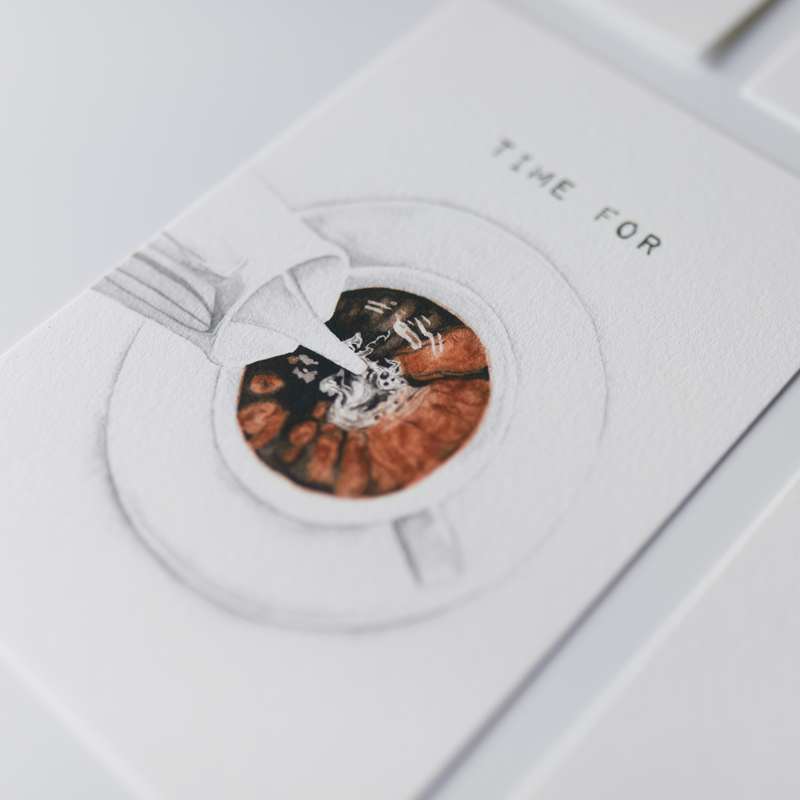 Juego de 5 postales de café