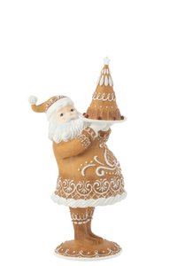 J-Line Gingerbread Santa Claus Cake Resine Brown