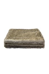 Plaid sable faux fur throw in two sizes, 160x250 and 140x200, with a soft, luxurious texture and neutral tones.