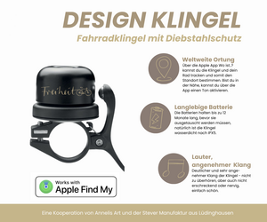 Fietsbel met tracker | Zwart + gouden lasergravure | verschillende motieven | hoogwaardig ontwerp | erg luid