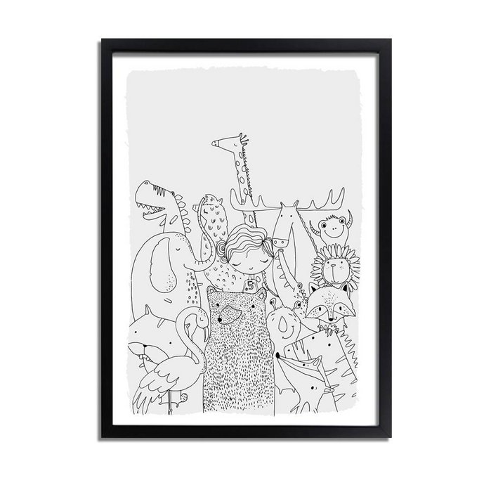 Kinderkamer poster Dieren - Grijs