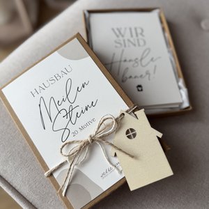 20 MILESTONES for house building & house renovation, postcards with outer packaging