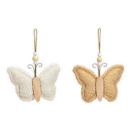  Beige and white textile hanging butterfly decoration, 14x10x3cm in size, suitable for statues.