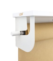 White wooden shelf with a simple, minimalist design. Available in sizes L, XXL, XL, and M.