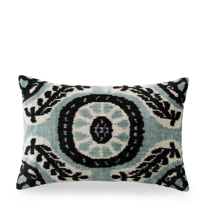 ikat Kussen fluweel blauw ornament