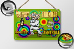 Tin sign saying 18x12cm World is a madhouse, this is the headquarters sign