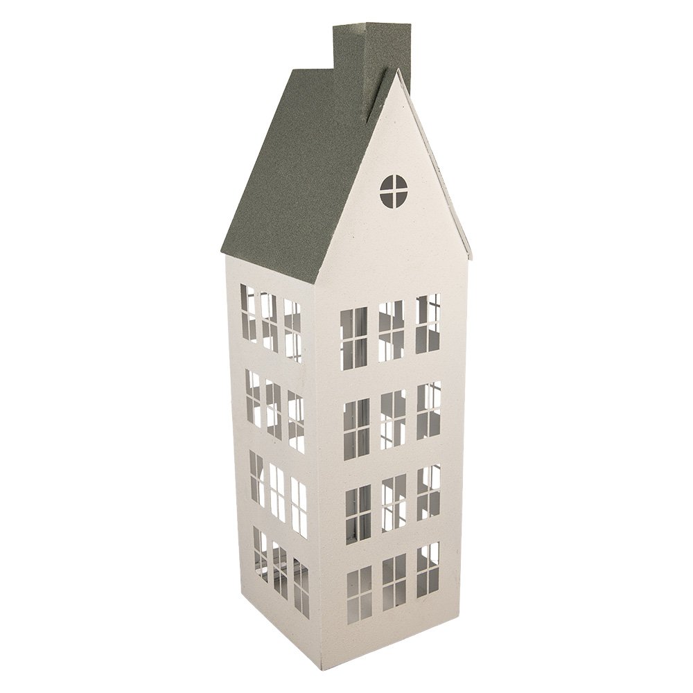 Decoratie Beeld Set van 3 Huis 38x38x142 / 26x26x105 / 18x18x63 cm Wit Metaal