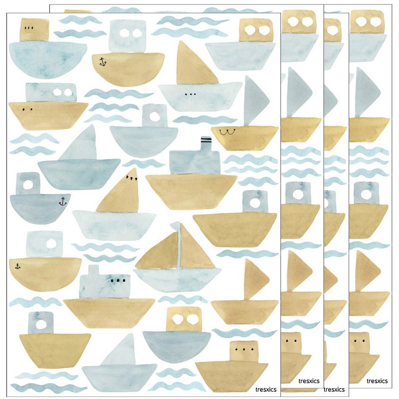 Akvarel både wallsticker