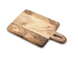 Rectangular wooden serving board with a rustic, boho-inspired design. Measures 20x32x2.5cm. Made of natural wood materials.