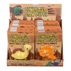 Foam play dough dinosaurs in the display