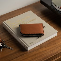 Brown Leather Zip Wallet on Chain for Men and Women