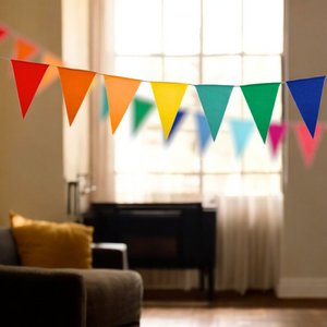 Katoenen vlaggetjes - multicolour - 10 meter vlaggenlijn