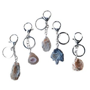 Agate geode with key ring