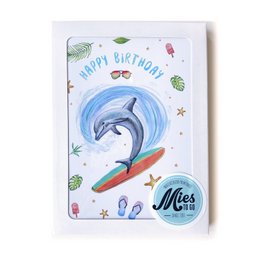 10 greeting cards congrats happy birthday with envelope - handpainted - postcard - zebra - dolphin - birthday - A6 size - watercolor