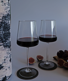  Red wine glasses, clear glass, black stem base, modern style, set of two, elegant drinkware