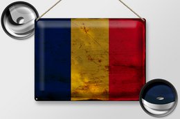 Tin Sign Flag of Chad 40x30cm Flag of Chad Rust