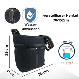 Domelo gewaxte canvas schoudertas voor dames. Waterafstotende hobo-tas. Veganistische buideltas. Dames/meisjes schoudertas met verstelbaar hengsel. Lichtgewicht grote stoffen tas met ritssluiting.