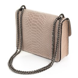 Firenze Artegiani. Lorenza Bolso de mano Mujer.Piel auténtica Gamuza Grabado Serpiente