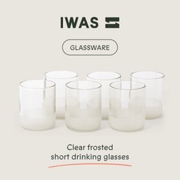 Set of 6 clear drinking glasses, ideal for water, juice, or other beverages. Durable and versatile design.