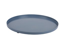  Round medium-sized decorative tray in a muted gray color.