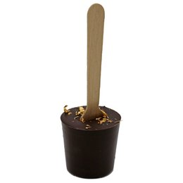 Dark chocolate hot chocolate stick with edible gold flakes, 60g.