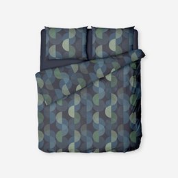 100% Cotton Duvet Cover - Odile, a stylish and comfortable bedding option featuring a geometric pattern in shades of gray, blue, and green.

The 100% Cotton Duvet Cover - Odile features a geometric pattern in a color palette of gray, blue, and green. The pattern consists of overlapping shapes and curves, creating a modern and visually interesting design. The duvet cover is available in multiple sizes, including 140x200/220, 200x200/220, and 240x200/220, making it suitable for a range of bed sizes. The 100% cotton material ensures a soft and breathable sleeping experience.