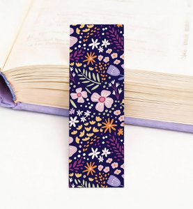 Bookmark purple flowers book lovers reading