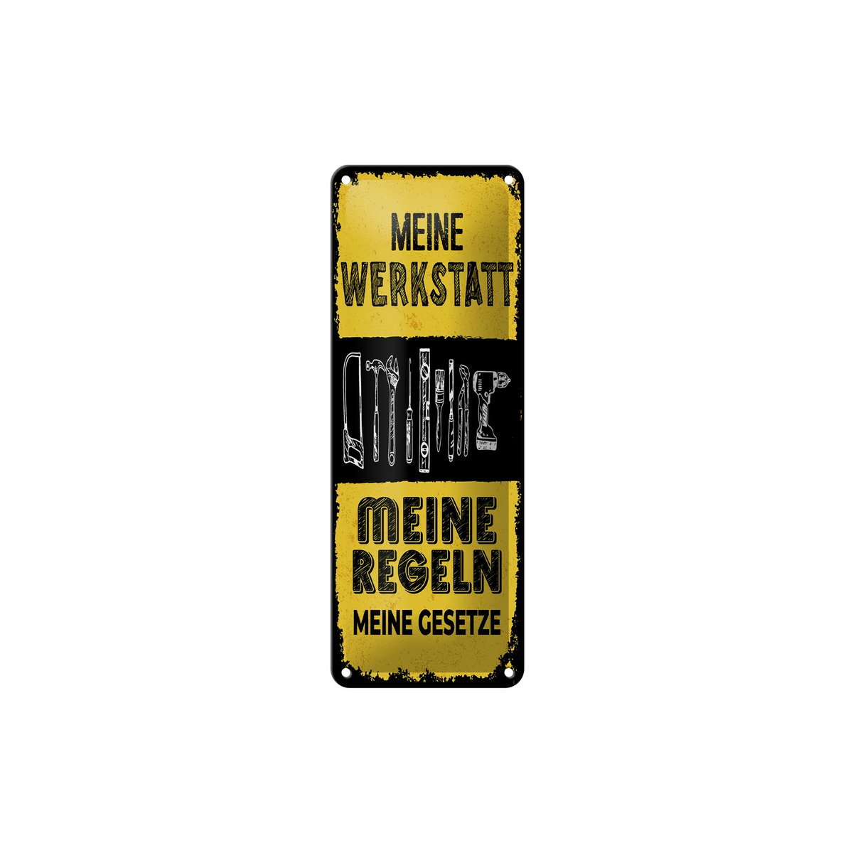 Blechschild Spruch 27x10 cm Meine Werkstatt meine Regeln meine Gesetze Schild