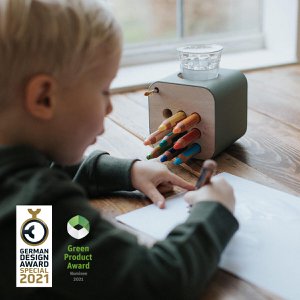 Houten potloodhouder voor kinderen "creatieve kubus"
