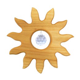 Wooden decoration made of wood sun big with crystal