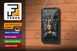 Tin sign saying 12x18cm Valkyrie go to Valhalla Viking decoration