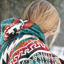 Poncho in alpaca colorato - Prodotto in Ecuador