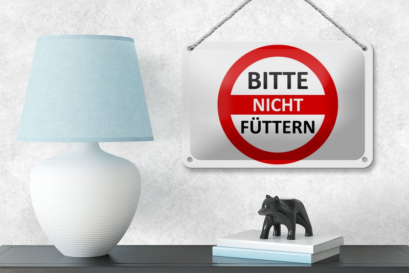 Tin sign warning sign 18x12cm Please do not feed (red/white) sign