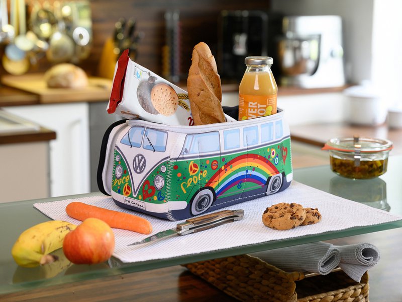 Volkswagen VW T1 Bus 3D Neopren Universaltasche, groß - Love Bus/Grün