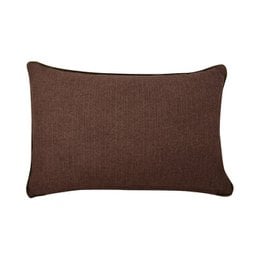 Cappuccino brown velvet wool rectangular cushion, herringbone texture, 40x60 cm pillow