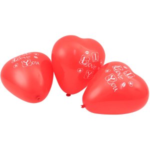 Set aus 5 roten Herzballons mit Fackelmann Eco Friendly Aufschrift