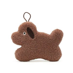 Keukenspons hond bruin 15 cm