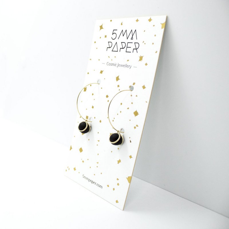 Gold Creolen - Black Ball Charm Anhänger